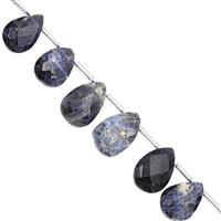 75cts Sodalite Top Side Drill Graduated Faceted Heart Approx 11 to 16mm, 16cm Strand with Spacers