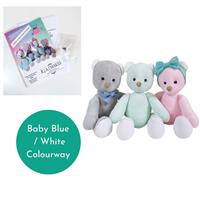 Becky Alexander Frost Maisie & Milo Bear Kit makes 30cm Bear Baby Blue / White