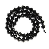 150cts Type A Black Jadeite Faceted Bicones, Approx. 8mm, 38cm Strand