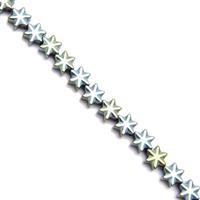 115cts Teal Green Haematite Stars Approx 7mm, 38cm Strand