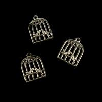 Gold Plated 925 Sterling Silver Love Bird Cage Charms Approx 10x13mm 3pcs