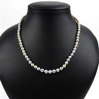 Akoya Cultured Pearl Sterling Silver Necklace (7 x 5mm)