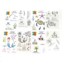 Creative Muse Designs Clear Stamp Set Bundle - Set of 4, Sail Boats/Seagull Bay/Mermaid World/Sea Turtle)