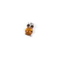 Baltic Cognac Amber Sterling Silver Owl Pendant Approx 10x18.5mm
