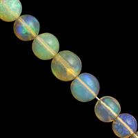 10cts Green Firing Welo Opal Smooth Round Approx 3 to 6mm, 10cm Strand