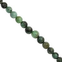 25cts Emerald Graduated Plain Round Approx 4 to 7mm, 14cm Strand With Spacers