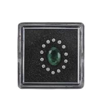 Emerald (Zambian) Oval/Fancy 8x6mm (N) & White Diamond (SI/HI) 1.50mm