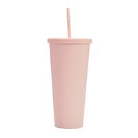 Light Pink Drinking Tumbler with Straw Approx 750ml