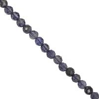 15cts Iolite Faceted Round Approx 2.5 to 3mm, 25cm Strand