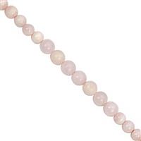 44cts Pink Calcite Graduated Smooth Round Approx 5 to 6mm, 20cm Strand