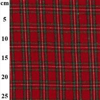 Red Poly Wool Checks Fabric 0.5m