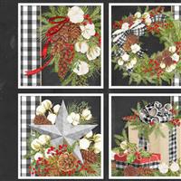 Christmas Patchwork Print Panel 0.9m (Distressed Look)