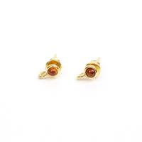 Baltic Cognac Amber Gold Plated Sterling Silver Stud Earrings with Loop. Earring Backs included (1pair)