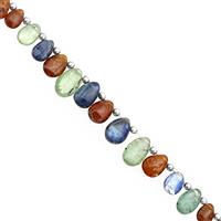 40cts Multi Kyanite Top Side Drill Smooth Pear Approx 5.5x3.5 to 10x6mm, 18cm Strand with Spacers