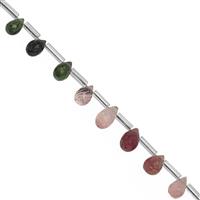 16cts Rainbow Color Tourmaline Faceted Drops Approx 4x3 to 8x4mm, 21cm Strand With Spacers