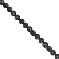 30cts Black Spinel Faceted Coin Approx 4mm, 30cm Strand.
