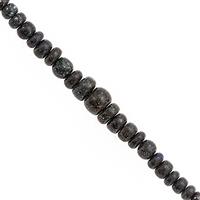 17cts Black Matrix Opal Graduated Smooth Rondelle Approx 2.5x1.5 to 6.5x3.5mm, 14cm Strand