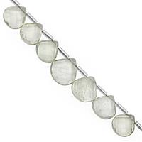 75cts Green Amethyst Top Side Drill Graduated Faceted Heart Approx 8.50 to 16mm, 20cm Strand with Spacers