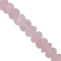 115cts Rose Quartz Graduated Faceted Rondelle Approx 6x3 to 9.5x6mm, 23cm Strand