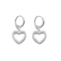 925 Sterling Silver Heart Earrings With Cubic Zirconia Detail (1 Pair)