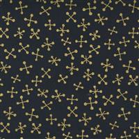 Moda Whispers Metallic Black Gold Stitch Fabric 0.5m