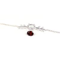 FIRE; 925 Sterling Silver Bracelet Mount With Cubic Zirconi with Garnet Oval Cabochon