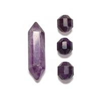 20cts Amethyst Point Approx 30x8mm with 3x 10mm Faceted Beads