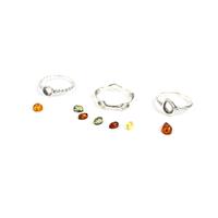 3 x Baltic Cognac Amber Ring Designs - Mounts & Amber (Round, Pear & Multi Design)