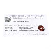 5.55cts Gooseberry Grossular Garnet 14x10mm Oval  (N)