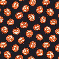 Lewis & Irene Haunted House Pumpkins Black Fabric 0.5m