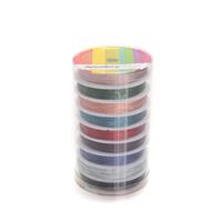0.5mm Nylon Cord Bundle in Light Pink, Green, Peach, Teal, Red, Purple, Blue, Silver and Black, 32mm, 9 Reels
