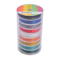 1mm Nylon Cord Bundle in Black, White, Red, Orange, Yellow, Turquoise, Emerald, Sapphire & Silver, 32m, 9 reels
