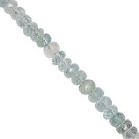 40cts Aquamarine Graduated Faceted Rondelle Approx 4x2 to 6x4mm, 20cm Strand