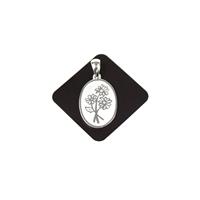 925 Sterling Silver Oval Flower Pendant Approx 13x25mm
