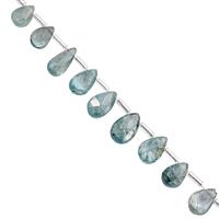  32cts Blue Zircon Top Side Drill Faceted Pear Approx 5x3 to 10x6mm, 15cm Strand With Spacers 