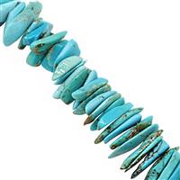 55cts Turquoise Smooth Fancy Teeth Approx 6x1 to 17x3mm, 20cm Strand