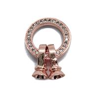 Rose Gold Plated Base Metal CZ Clasp Ring Design, 1PC