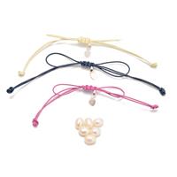 3 x Leather Cord Bracelets (Navy, Purple & Cream) With 6 x Freshwater Cultured Pearls Approx 7-8mm & 925 Sterling Silver Heart Charm