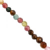 15cts Multi-Colour Tourmaline Faceted Round Approx 2 to 3mm, 40cm Strand