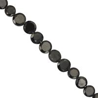 60cts Black Spinel Faceted Coin Approx 4 to 7mm, 32cm Strand