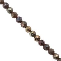 20cts Mystic Brown Coated Spinel Micro Faceted Round Approx 3mm, 30cm Strand