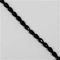 245cts Black Agate Faceted Drops Approx 10x14mm, 38cm Strand