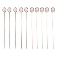2.25cts Rose Quartz Rose Gold Flash Sterling Silver Head Pin Oval 4x3mm length 40mm and width 0.50mm (Pack of 10 Pcs.) 