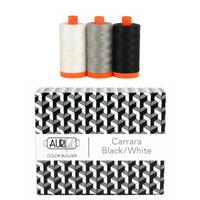 Aurifil Colour Builder Carrara Black And White Thread Set Pack of 3 Large Spools 50wt  (3 x 1300m) 