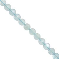 23cts Aquamarine Faceted Flat Coin Approx 3.5mm, 30cm Strand