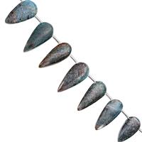 170cts Neon Apatite Bottom Side Drill Smooth Inverted Pear Approx 17x9 to 31x15mm, 18cm Strand with Spacers