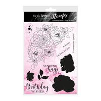 For the Love of Stamps - Peony Wishes A5 Stamp Set, Inc; 11 Stamps