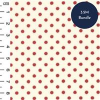 Red Polka Dots On Ivory Rose and Hubble Cotton Poplin Fabric Bundle (3.5m)