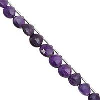 70cts Zambian Amethyst Top Side Drill Faceted Heart Approx 8.50 to 11mm, 24cm Strand with Spacers