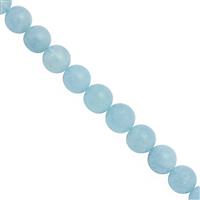 90cts Santa Maria Aquamarine Graduated Smooth Round Approx 6 to 9mm, 18cm Strand